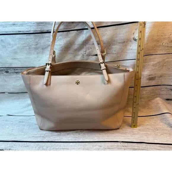 Tory Burch Women's Light Beige Leather Tote Bag Casual Saffaino Blush beautiful - Picture 14 of 14